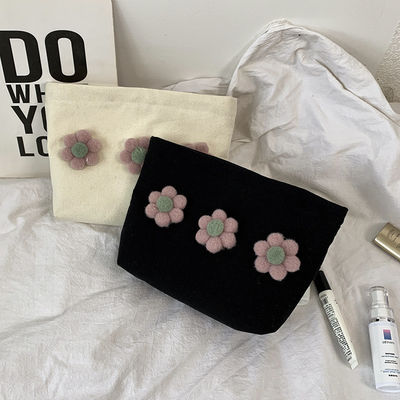Small Blank Zipper Cotton Canvas Cosmetic Make Up Bag With Logo for Customized Color