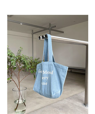 All Seasons Vintage Denim Letter Tote Bag Customized for Large Capacity and More