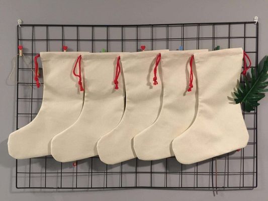Sublimation Blanks Santa Sack Christmas Stockings Drawstring Bag with Polyester Lining