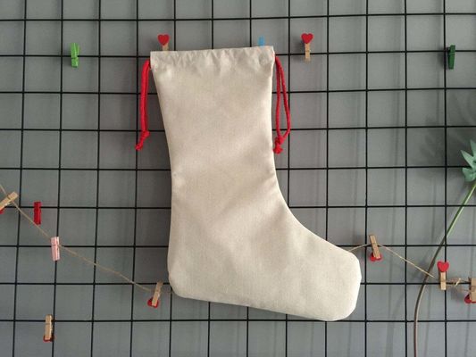 Sublimation Blanks Santa Sack Christmas Stockings Drawstring Bag with Polyester Lining
