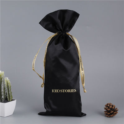 Custom Logo Satin Drawstring Bag for Hair Wig Storage and Large Silk Gift Packaging