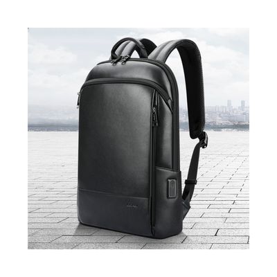 Customize Men's Large Capacity Leather Laptop Backpack with Anti-theft USB Charging Port