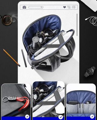 Customize Men's Large Capacity Leather Laptop Backpack with Anti-theft USB Charging Port