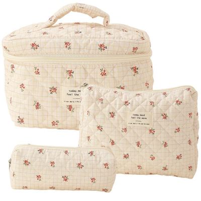Lightweight Blue Gingham Makeup Pouch Newest Fashinable Style for Women's Travel Needs