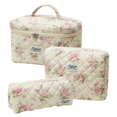 Lightweight Blue Gingham Makeup Pouch Newest Fashinable Style for Women's Travel Needs