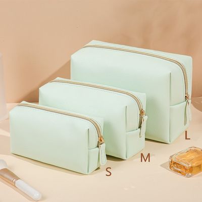 Zipper Closure Vegan Leather Toiletry Bag in Customized Color for Travel and Cosmetics