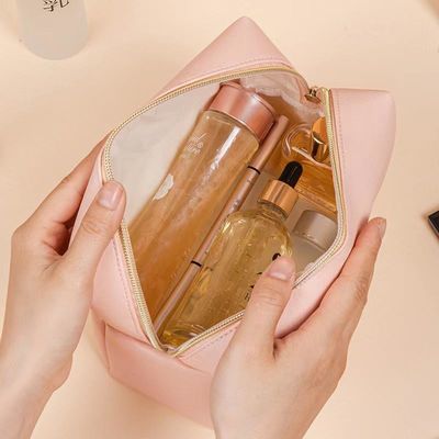 Zipper Closure Vegan Leather Toiletry Bag in Customized Color for Travel and Cosmetics