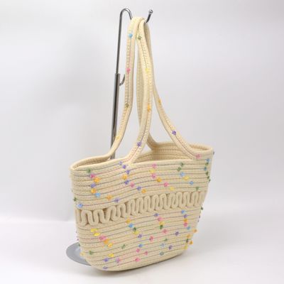 Concise Style Ladies Cotton Rope Bag Ideal for Summer Fashion and Beach Getaways