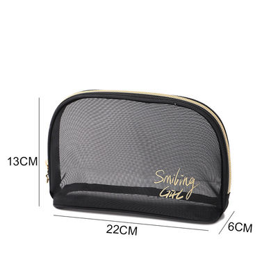 Zipper Closure Black Mesh Makeup Tools Organizer Beauty Cosmetic Bag for Beauty Lovers