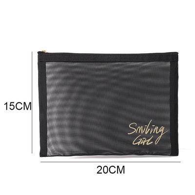 Zipper Closure Black Mesh Makeup Tools Organizer Beauty Cosmetic Bag for Beauty Lovers