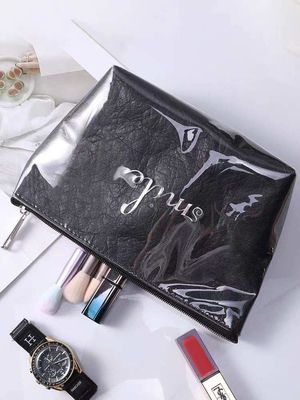 Travel-Friendly Waterproof Cosmetic Bag with Solid Pattern and Customized Color Options