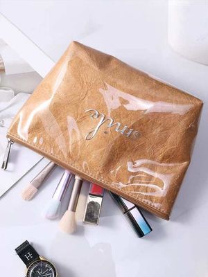 Travel-Friendly Waterproof Cosmetic Bag with Solid Pattern and Customized Color Options