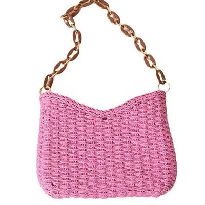 2024 Small Fresh Purple Straw Bag Woven Handmade for Seaside Resort Beach Solid Color