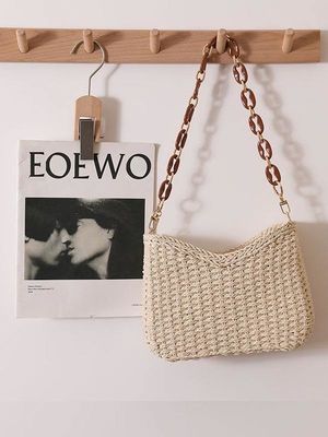 2024 Small Fresh Purple Straw Bag Woven Handmade for Seaside Resort Beach Solid Color