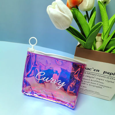 Custom Holographic TPU PVC Zipper Bag for Women Makeup Cosmetic Pouch Design