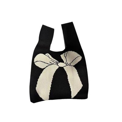 Customized Tote Bag Design Knitted Organic Cotton Fabric with Eco-Friendly Bow Knot