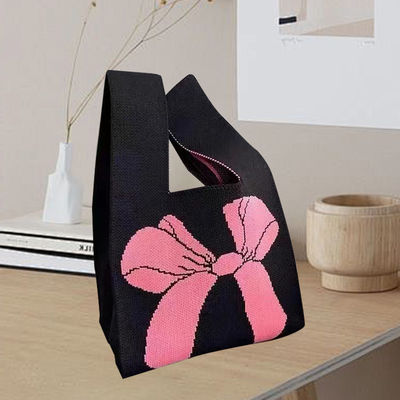 Customized Tote Bag Design Knitted Organic Cotton Fabric with Eco-Friendly Bow Knot