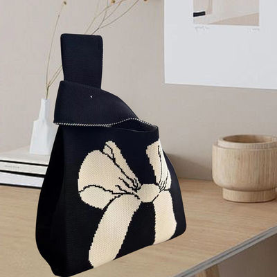 Customized Tote Bag Design Knitted Organic Cotton Fabric with Eco-Friendly Bow Knot
