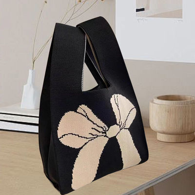 Customized Tote Bag Design Knitted Organic Cotton Fabric with Eco-Friendly Bow Knot