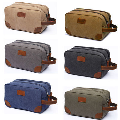 Canvas Toiletry Bag for Men Custom Beard Grooming Shaving Dopp Kit Cosmetic Travel