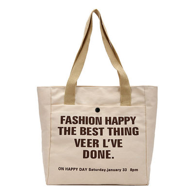 Open Closure Fashion Style Customized Printing Canvas Shopping Bags Large Cotton Tote Bag