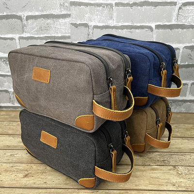 Canvas Toiletry Bag for Men Custom Beard Grooming Shaving Dopp Kit Cosmetic Travel