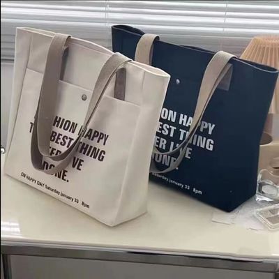 Open Closure Fashion Style Customized Printing Canvas Shopping Bags Large Cotton Tote Bag