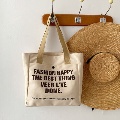 Open Closure Fashion Style Customized Printing Canvas Shopping Bags Large Cotton Tote Bag