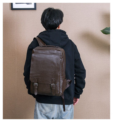 Acceptable OEM/ODM PU Leather Men's Laptop Backpack with Interior Computer Interlayer