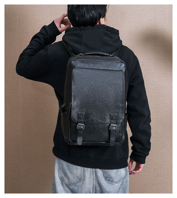 Acceptable OEM/ODM PU Leather Men's Laptop Backpack with Interior Computer Interlayer