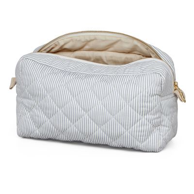 Solid Pattern Custom Logo Soft Puffy Cotton Bag Quilted Organic Cotton Cosmetic Bag