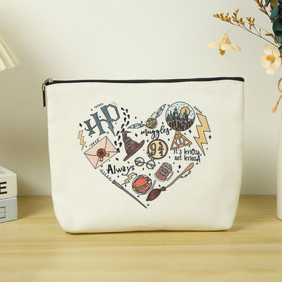 Double Sided Cosmetic Accessory Pouch Zipper Bag made from Eco-friendly Cotton Canvas