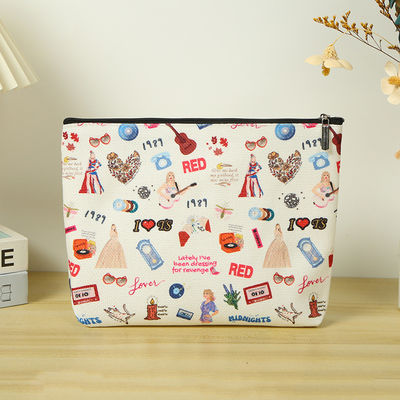 Double Sided Cosmetic Accessory Pouch Zipper Bag made from Eco-friendly Cotton Canvas