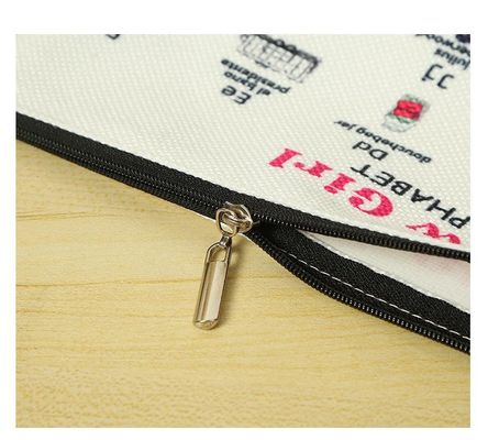 Double Sided Cosmetic Accessory Pouch Zipper Bag made from Eco-friendly Cotton Canvas