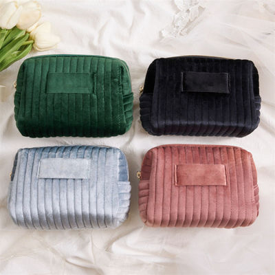 Zipper Closure Velvet Toiletry Pouch for Comfortable and Stylish Traveling Needs