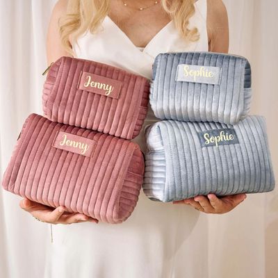 Zipper Closure Velvet Toiletry Pouch for Comfortable and Stylish Traveling Needs