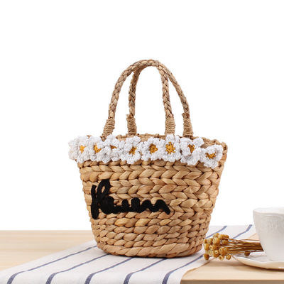Summer Vacation Straw Beach Tote Bags with Custom Logo Accepted and Cartoon Pattern