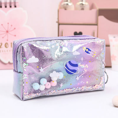 Trendy Style Cotton Canvas Zipper Travel Pouch Makeup Cosmetic Bag with Solid Pattern