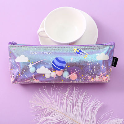 Trendy Style Cotton Canvas Zipper Travel Pouch Makeup Cosmetic Bag with Solid Pattern