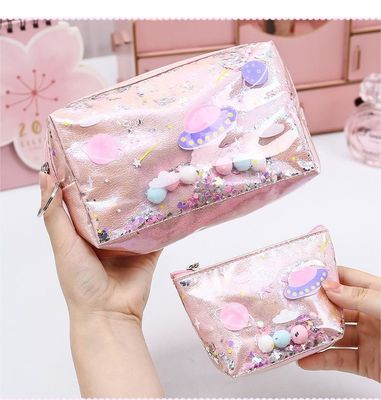 Trendy Style Cotton Canvas Zipper Travel Pouch Makeup Cosmetic Bag with Solid Pattern