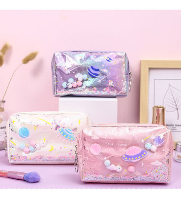 Trendy Style Cotton Canvas Zipper Travel Pouch Makeup Cosmetic Bag with Solid Pattern