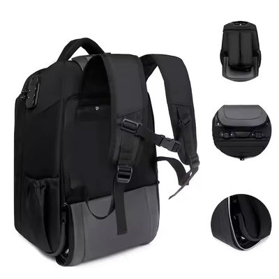 Customized Logo Men's Travel Trolley Backpack with Wheels and Anti-Theft Protection