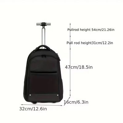 Customized Logo Men's Travel Trolley Backpack with Wheels and Anti-Theft Protection