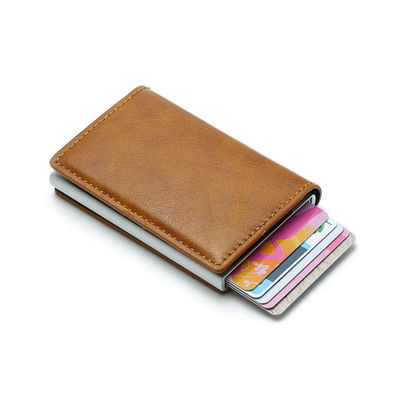 Customized Color Pop Up PU Leather Metal Wallet Blocking Automatic Aluminium Credit Card Holder Custom
