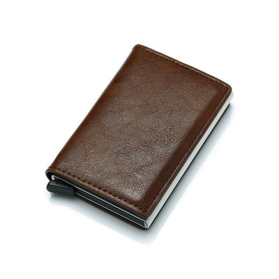 Customized Color Pop Up PU Leather Metal Wallet Blocking Automatic Aluminium Credit Card Holder Custom