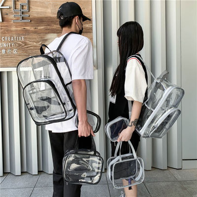 Multi-Pocket Transparent School Backpack Bag with Custom Logo and Waterproof Function