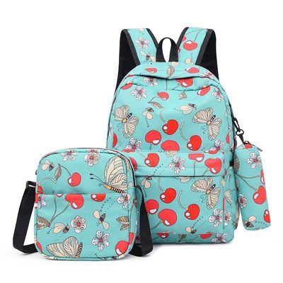 Daily School Life 3-Piece Set Schoolbags for Teenage Girls Cute Print Women Backpack