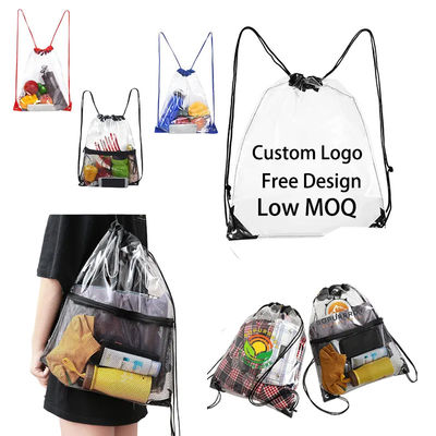 String Closure Custom Logo 210D Polyester Drawstring Backpack Bag for Traveling