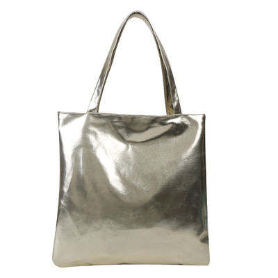 Soft Tote Handbag Simple Solid Color Shiny Patent Leather for Cute Girl Shopping Bag