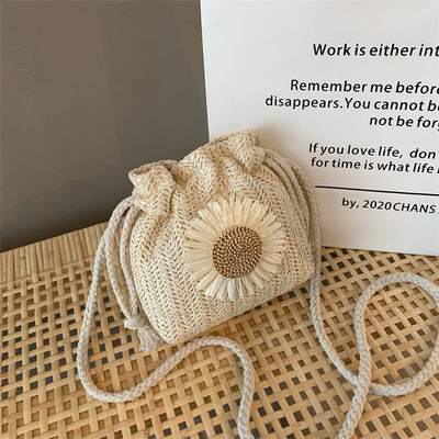 Women's Beach Handbag Unisex Straw Crossbody Shoulder Handbag Summer Woven Bucket Bag